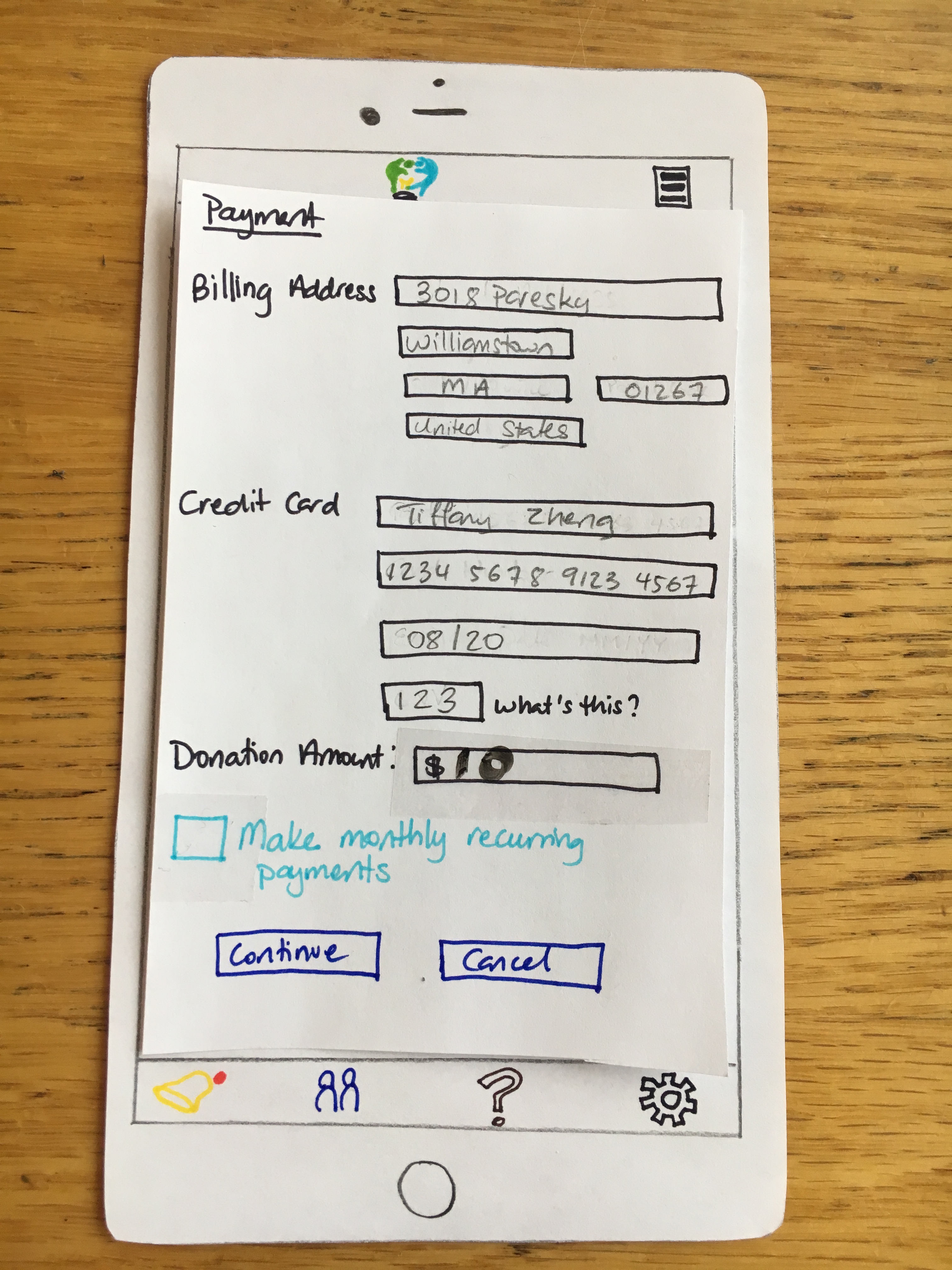 Payment info second page